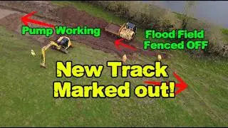 Track Fully Marked out! Pump working, Field Fenced off, Llangollen Canal Breach, Whitchurch.