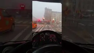 Stockholm-POV-City Bus Ride with MAN Lion's City Articulated Bus 726-Very Foggy Day-Drivers View36