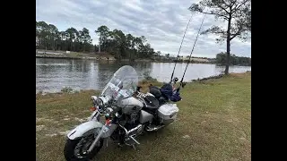 December motorcycle ride to the canal in Gulf Shores Alabama for some canal monsters