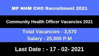 MP NHM CHO Recruitment 2021 Notification | NHM MP CHO Online Form 2021 |  MP NHM Bharti 2021