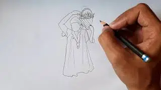 How to Draw Memory Drawing of Kashmiri Girl with Flower Basket l Pencil Sketch