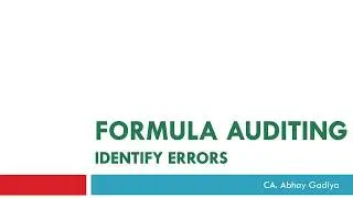 Formula Auditing   Identifying Errors