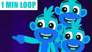 [1-Minute Loop] Five Playful Monkeys Jumping on the Bed 🐒 Fun Bedtime Rhyme for Kids Cartoon Nursery