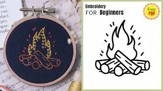 Stem Stitch + Straight Stitch丨Glowing Campfire 🔥 Easy Beginner Embroidery Pattern No.A008