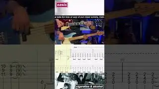 Cigarettes & Alcohol - Lead Guitar & Bass Lesson - Rolling Tab - Demonstration - Cover   Oasis