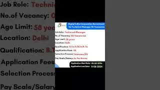 Digital India recruitment 2024 for Technical Managers /graduates