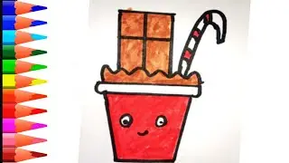 How to Draw a Cute Christmas Chocolate Drink - Easy Step-by-Step for Kids!