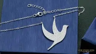 Gem Stone King 925 Sterling Silver Hope Dove Pendant Necklace for Women / MGZ-1573