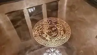Justin Enke's company Epoxy Floors Texas  Installs a Versace metallic floor in the personal Estate