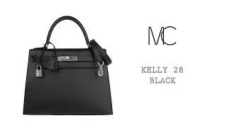 Hermes Kelly 28 Sellier Black Palladium Hardware Epsom Leather Bag &bull; MIGHTYCHIC &bull;