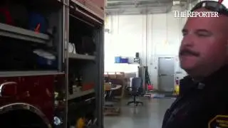 FDMT Captain Frank Colelli shows various compartments inside new engine and equipment stored inside
