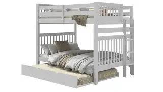 360 View of the Bedz King BK981EL Full over Full Bunk Bed with Ladder & Full Trundle in Gray