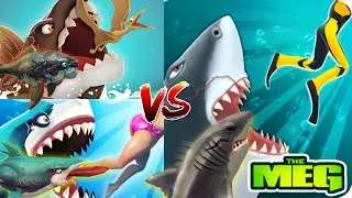 Hungry Shark Primal VS Hungry Shark Evolution VS Hungry Shark World - ALL SHARK AND SKIN UNLOCKED
