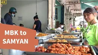 Walking around BTS National Stadium to MRT Samyan  Samyan Market Bangkok local fresh market