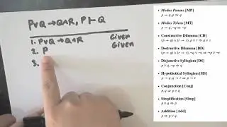 Proving P&or;Q&rarr;Q&Lambda;R, P⊢Q Using Inference Rules