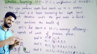 Iterative Deepening Depth First Search algorithm in AI | IDDFS Algorithm in AI | Lec-10