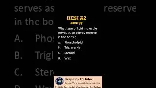 🧬 HESI A2 Biology Question Review | Lipids & Energy Storage 📘#HESIA2 #Biology #NursingPrep