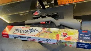 Crosman Airgun Freestyle 1077 cal.177 C02 Powered Rifle unboxing and testing