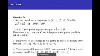 Exercice 04 Barycentre - 1Bac Science