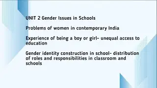 Gender, School and Society|| EDU 10|| Unit 2|| Part 1