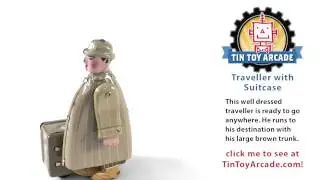 Traveler with Suitcase Tin Toy Windup