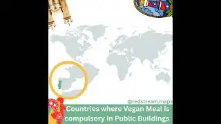 Countries where Vegan Meal is compulsory in Public Buildings! #map #vegan #portugal #youtubeshorts
