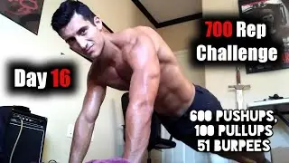 Bodyweight Push/Pull Workout; 700 Rep Challenge | Day 16 (600 Pushups, 51 Burpees, 100 Pullups) pt.1