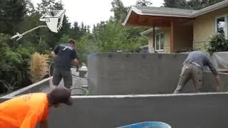 Knockdown Finish Using Stucco Sprayer | Day Two Retaining Wall Project | Fiber Reinforced Stucco