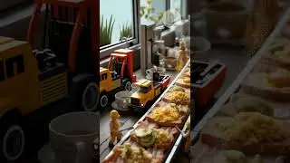 Breakfast Assembly by tiny workers, miniature workers #WorldinMini #tinyworkers #miniatureworkers