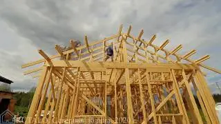 Time lapse, стропильная система каркасного дома
