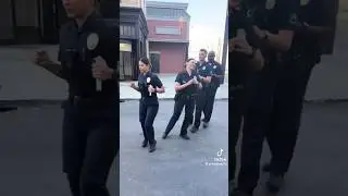 They left her 😂 #police #dance #lapd #funny #comedy #lol #usa #swat #dancing #losangeles #cops