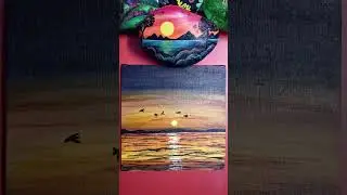 Sunset Acrylic Painting 🖌️🎨|Evening Time 💕 #art #acrylicpainting #handmade #painting