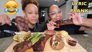 TALKING USING MUSIC LYRICS TO SEE HOW MY WIFE REACTS | BBQ MUKBANG PRANK!