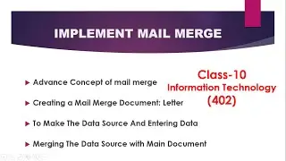 Implement Mail Merge | Unit-1 Digital Documentation Advance | Class 10 IT (402) NSQF