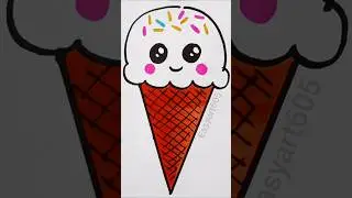 simple icecream drawing for kids #shorts #drawing #icecream