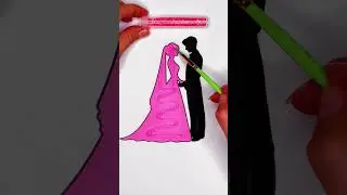 💕 Pink Bride Dress 👸 Glitter Art for Kids ✨ #glitter #wedding #couple #dress #bride