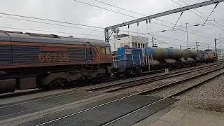 GBRf 66756/66305 on RHTT duties pass cremorne lane crossing on  7/11/25