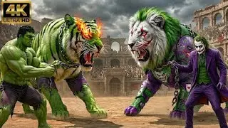 ⚔Legendary JOKER Lion 🆚️ Massive HULK Tiger । Arena Clash Animal Fight।  Who Will Win ?