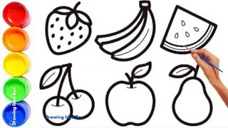 Drawing Fruits for Kids 🍏🍌🍒🍉🍐🍓 | Fun and Easy Step-by-Step Tutorial with Drawing Ideas
