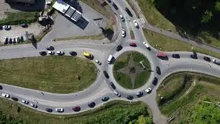 Korki w Kartuzach - widok z drona