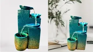 White cement waterfall fountain making || white cement craft ideas