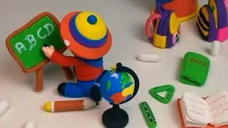 DIY How to make polymer clay miniature School Set, Laptop,back to School supplies | diy stationary