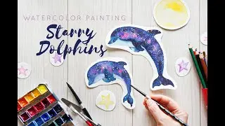 Watercolor Inspiration! How to Watercolor Paint Starry Dolphins