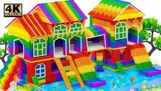 How To Build Family Water Park, Swimming Pool Playground From LEGO, Magnetic Balls