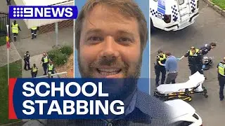 IT teacher allegedly slashed principal with kitchen knife after losing job | 9 News Australia