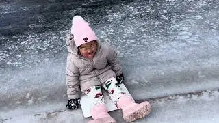 First time play with the ice #kids #snow #2026 #january #viral #bestmoments 