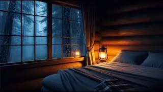 Cozy Cabin Rain at Night | Deep Sleep Sounds, Forest Rain, Dark Cozy Bedroom