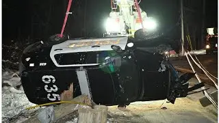 Blooming Grove Police Vehicle Flipped Over
