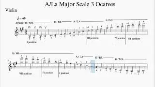 A (La) Major Scale Violin 3 octaves, Piano Accompaniment Backing Track Ragtime Style. Training Video