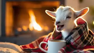 One hour of Christmas fireplace occasionally broke by screaming goat